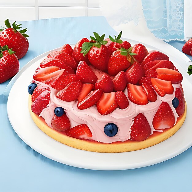 a beautiful strawberry cake