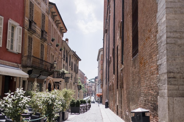 Beautiful street architecture in italy the city of cremonia milan rome