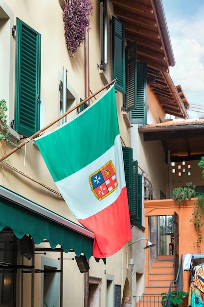 Beautiful street of fishing island on lake Maggiore Italy