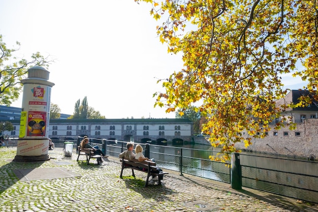 Beautiful street view of Strasbourg famous landmark at France 28 October 2022