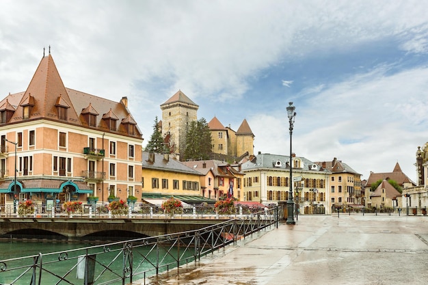 Beautiful streets of the city of Annecy France