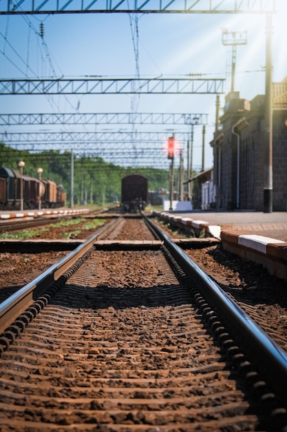 写真 美しいスタイリッシュで信頼性の高い鉄道自然の列車