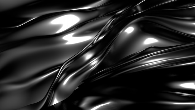 Beautiful stylish black background with pleats, Drapes and swirls. 3d rendering.