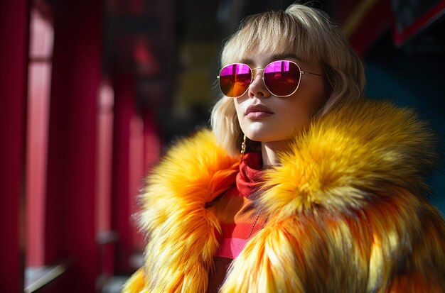 Photo beautiful stylish girl with sunglasses