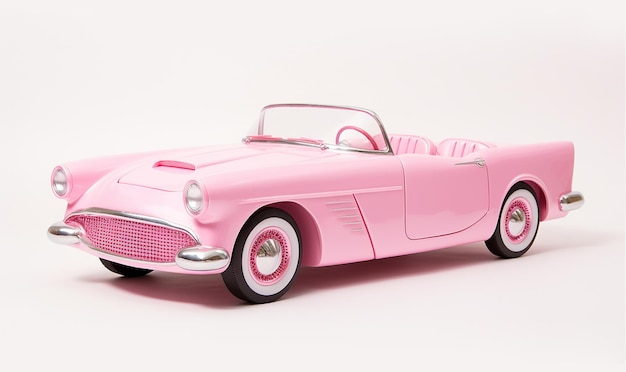 A beautiful stylish plastic barbie doll car Toy for children playful glamour girl barbie toy portrait plastic car on white background toy