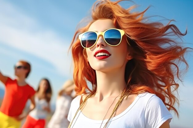 Beautiful stylish young woman in sunglasses