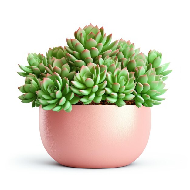 Beautiful Succulent Plant in Pot on White Background AI Generated