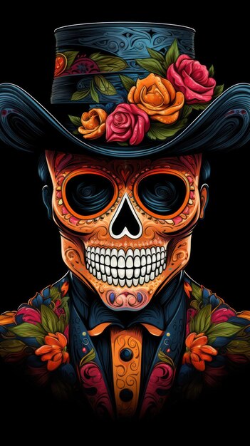 Photo beautiful sugar candy skull