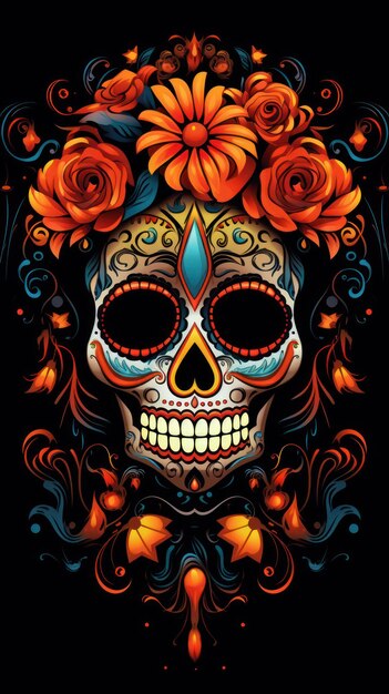 Photo beautiful sugar candy skull