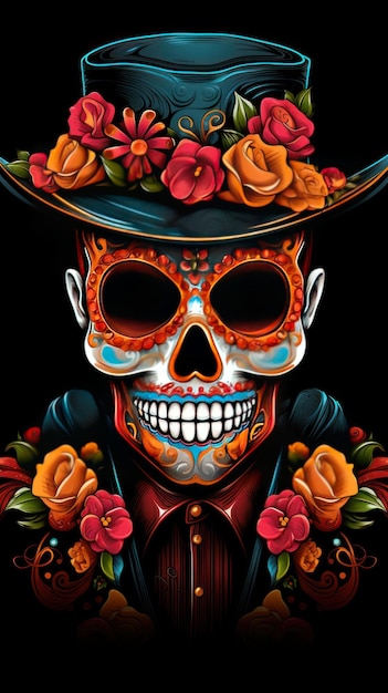 beautiful sugar candy skull