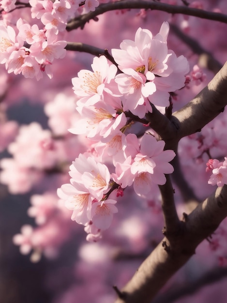 Beautiful Sukura Cherry Blossom in Japan Generative AI Illustration