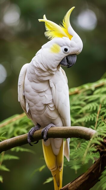 Beautiful Sulphur crested cockatoo on aesthetic