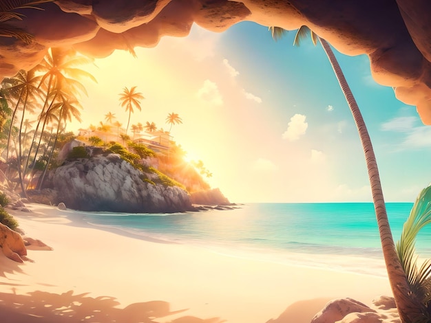 Beautiful Summer Beach View from The Cave