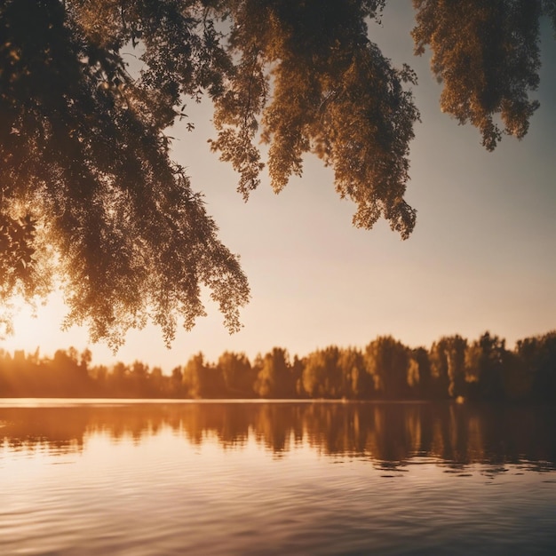 Photo beautiful summer detailed sunrise golden hour over lake