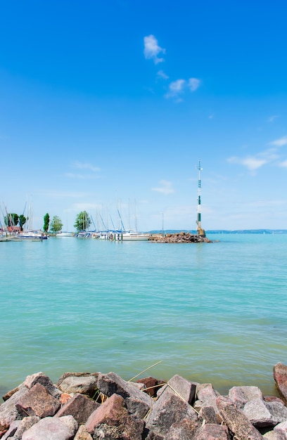 Beautiful summer lake landscape with turquoise water