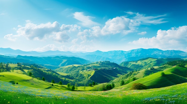 beautiful summer landscape in the mountains Generative AI illustrator