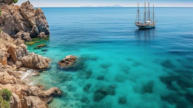 Foto bellissimo paesaggio marino naturale mediterraneo estivo