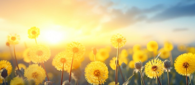 Beautiful Summer Natural Background with Yellow Daisies