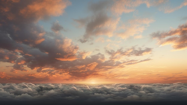 美しい夏の夕焼けの劇的な空夕暮れ時の雲と空のカラフルな夕暮れの風景