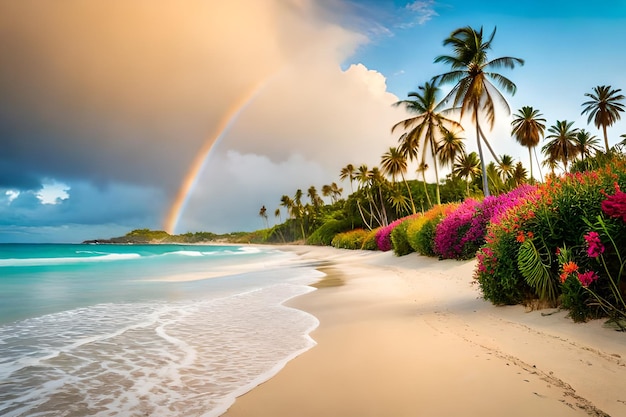 Beautiful summer vacation holidays sea beach with palm tree leaves cap sunglass on tropical island