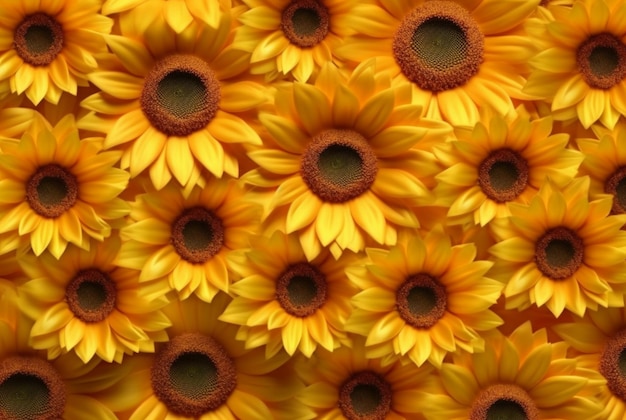 Beautiful sunflower background neatly arranged generative ai