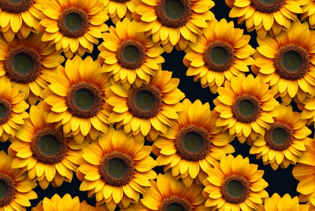 Beautiful sunflower background neatly arranged generative ai