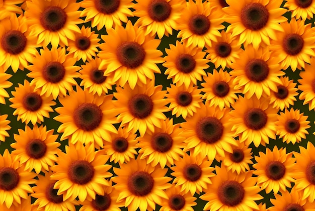 Beautiful sunflower background neatly arranged generative ai