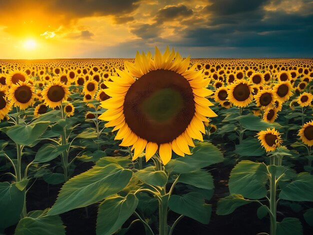 Beautiful sunflower garden with natural beauty