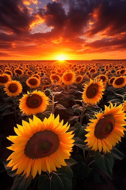 Beautiful sunflowers field