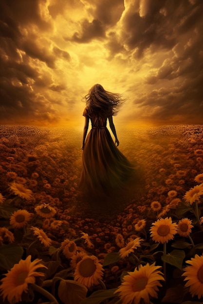 Beautiful sunflowers field