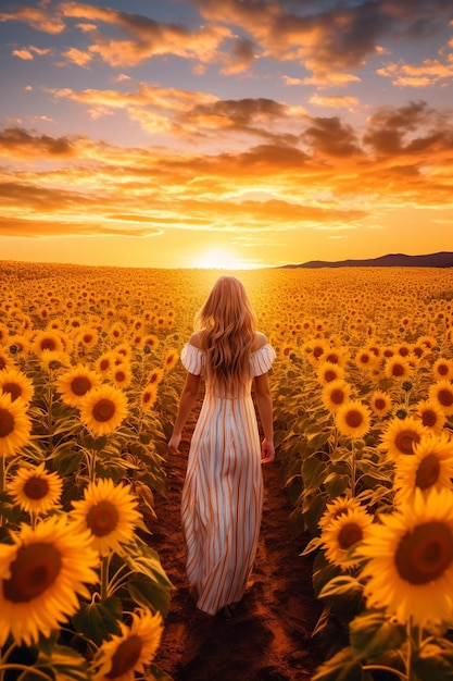 Beautiful sunflowers field