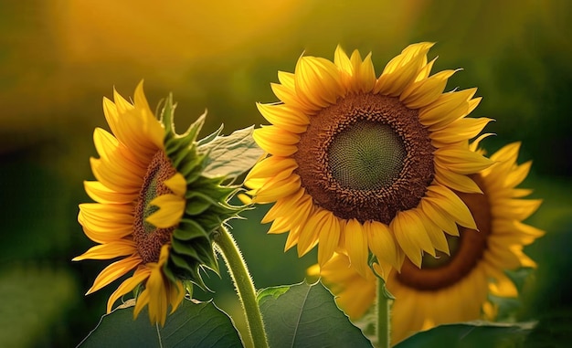 Beautiful sunflowers in the field