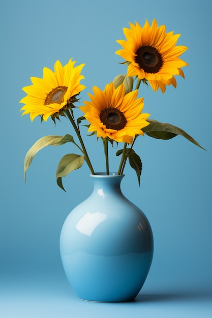 Beautiful sunflowers in vase