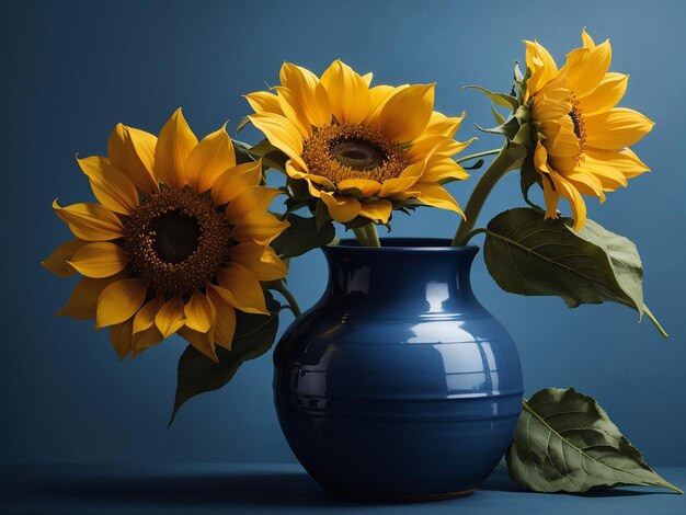 Beautiful sunflowers in vase