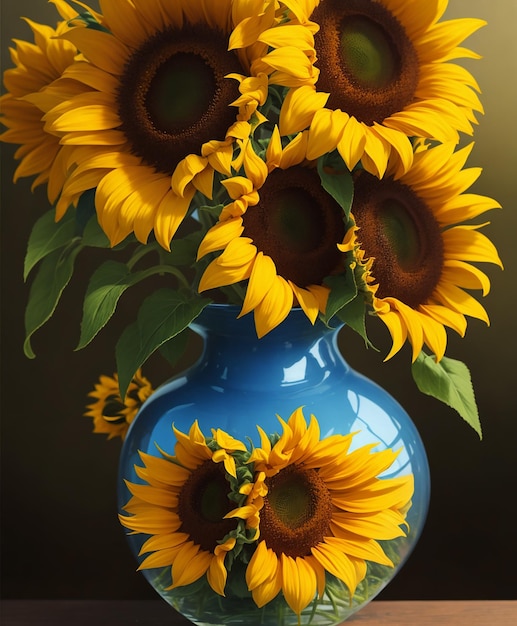 beautiful sunflowers in a wase