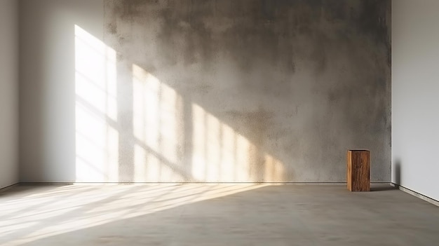 Beautiful sunlight cast shadow on blank weathered wall Generative AI