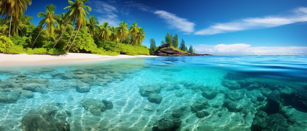 Beautiful sunny beaches background with crystal clean