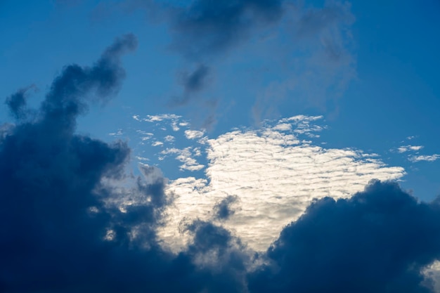 Beautiful sunny sky. Clouds with sun rays