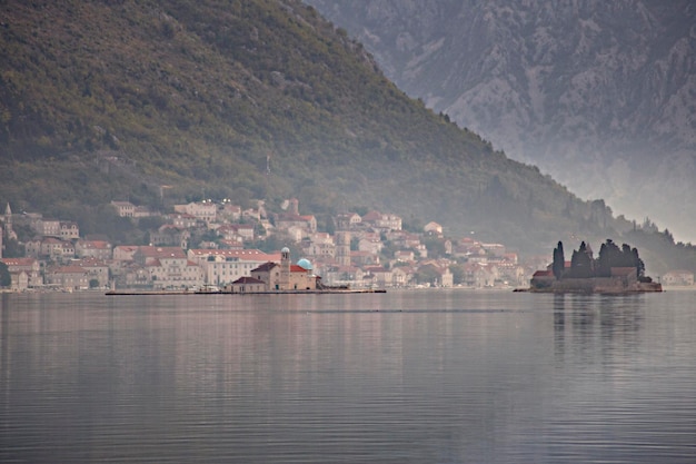 Beautiful sunrise on the Bay of Kotor, Montenegro