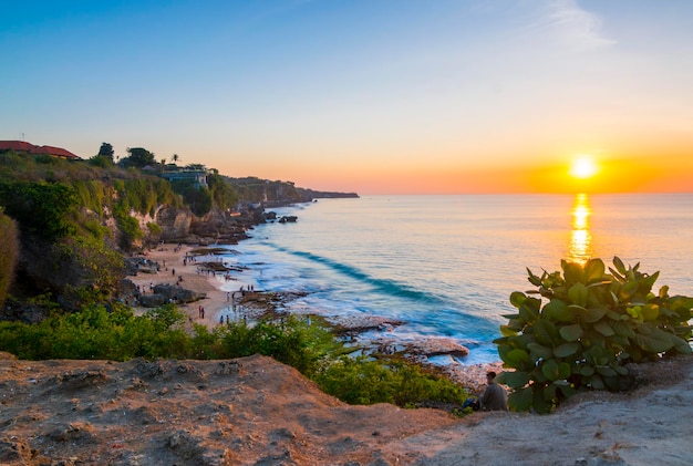 Beautiful sunrise on beach in bali island