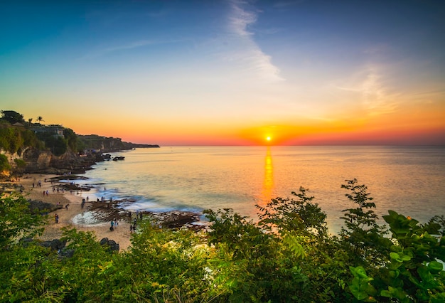 beautiful  sunrise  on  beach  in  bali island