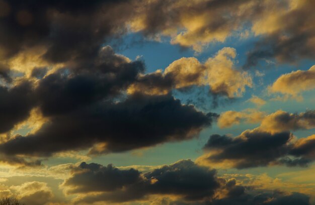 Beautiful sunrise and dramatic clouds on the sky.