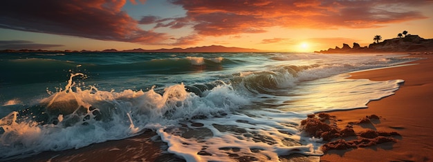прекрасный восход солнца с берега пляжа