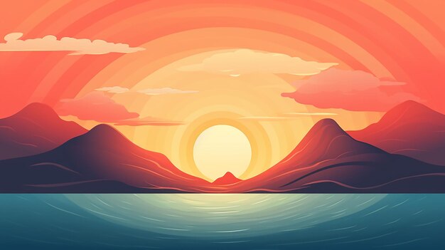 Photo beautiful sunrise illustration