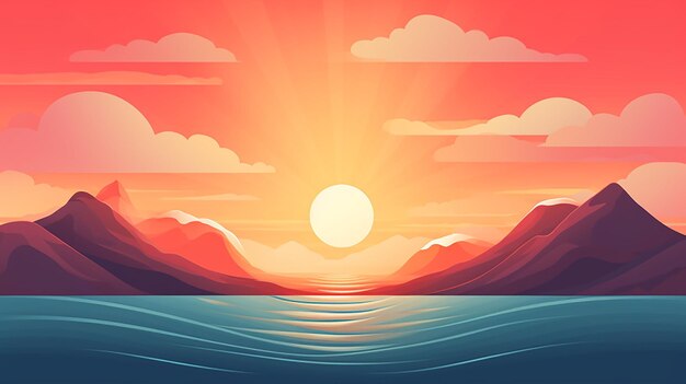 Photo beautiful sunrise illustration