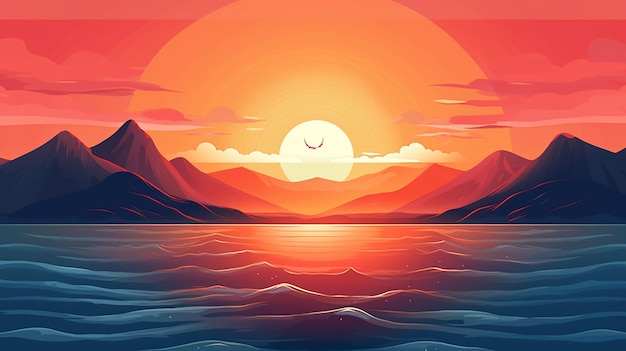 Красивая иллюстрация восхода солнца