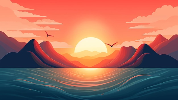 Photo beautiful sunrise illustration
