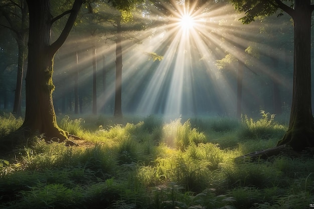 Foto bella l'alba e i suoi raggi