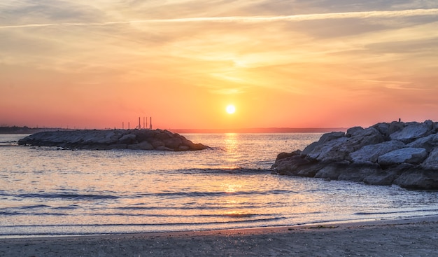 Beautiful sunrise on Larnaca, Cyprus