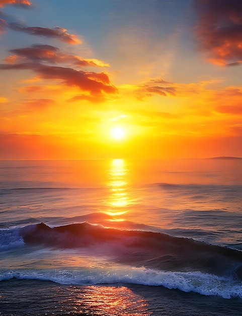 写真 海の上の美しい日の出